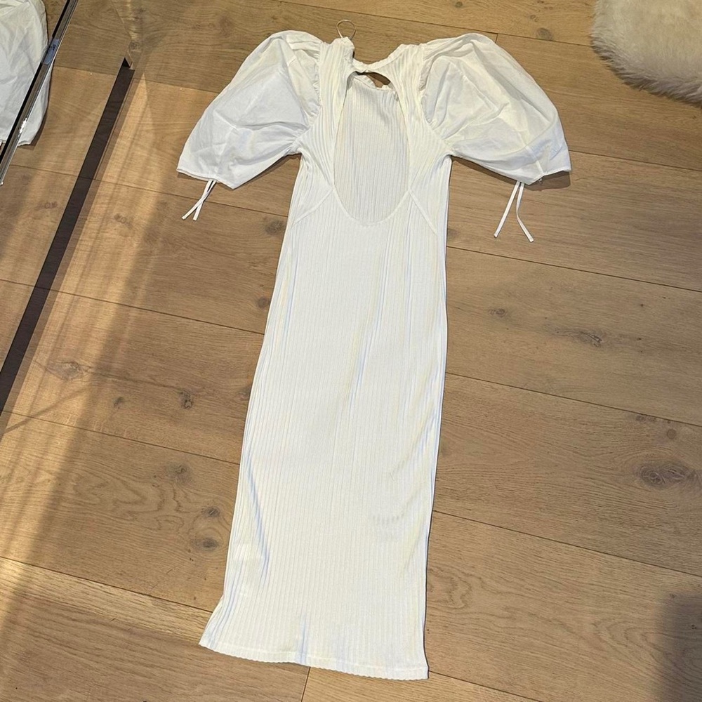 Zara White Ribbed Dress - Picture 3 of 9
